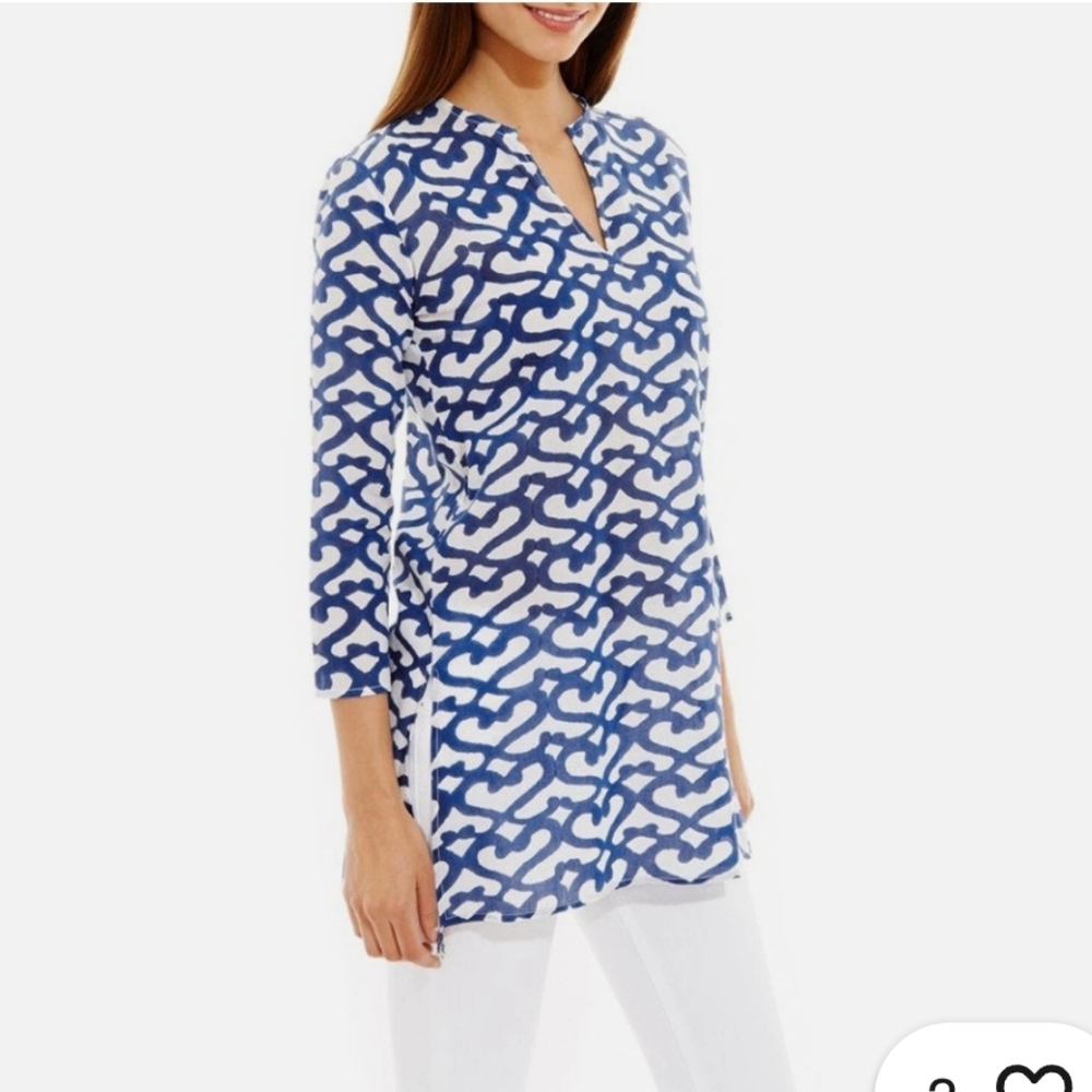 Roller Rabbit Big Cata Kurya 100% Cotton Top/Tunic/Coverup